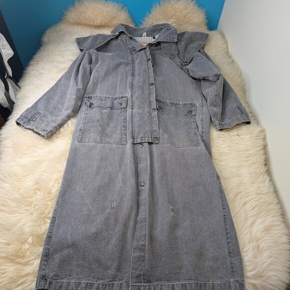 Vintage The Australian Outback Collection grey Denim Duster Jacket Women Small - Picture 1 of 15